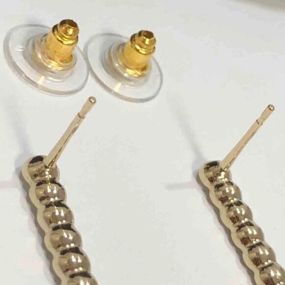 CHANEL CC Logos Rhinestone Arrow Stud Earrings Gold Tone B23C Auth w/Box - Picture 12 of 16